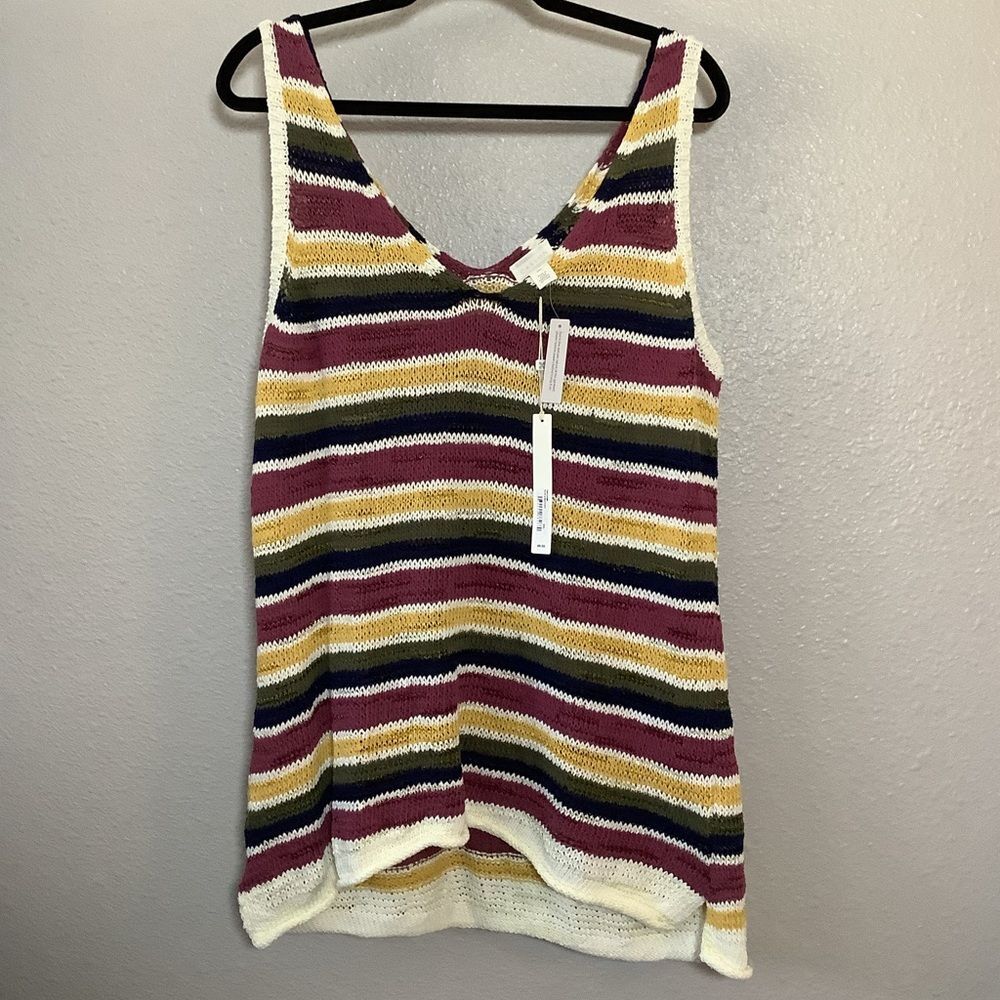 NWT Caslon Multicolor‎ Boho Earthy Artsy Festival Striped Knit Tank Top XXL